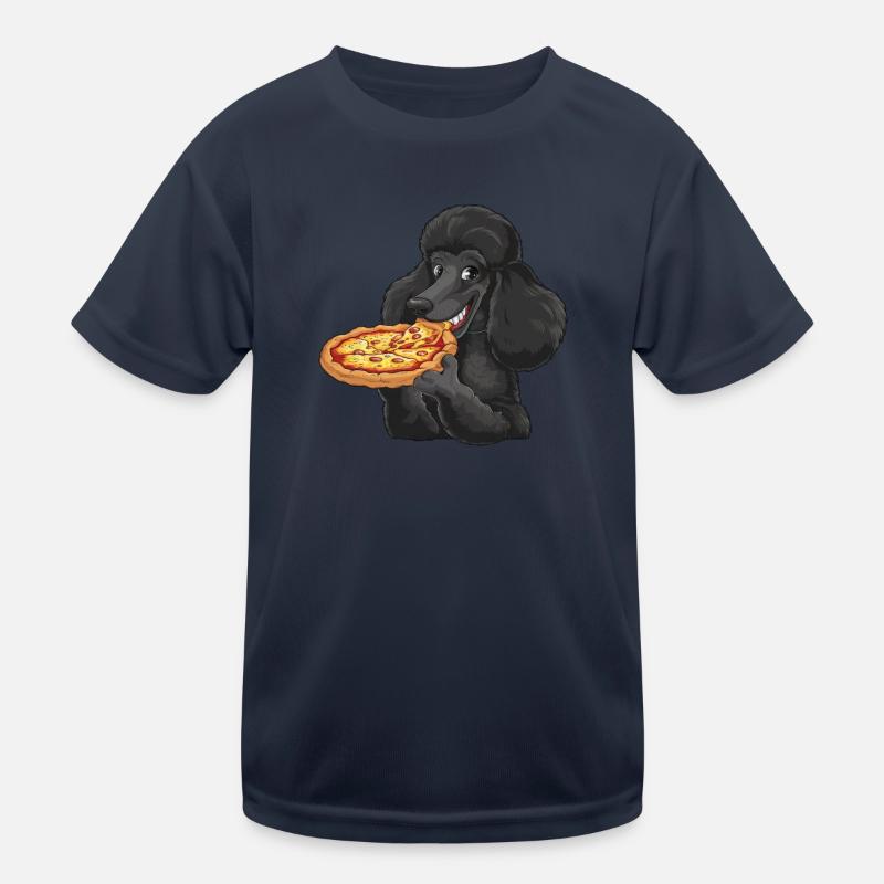 Caniche noir Pizza Bande Dessinée T-shirt sport Enfant