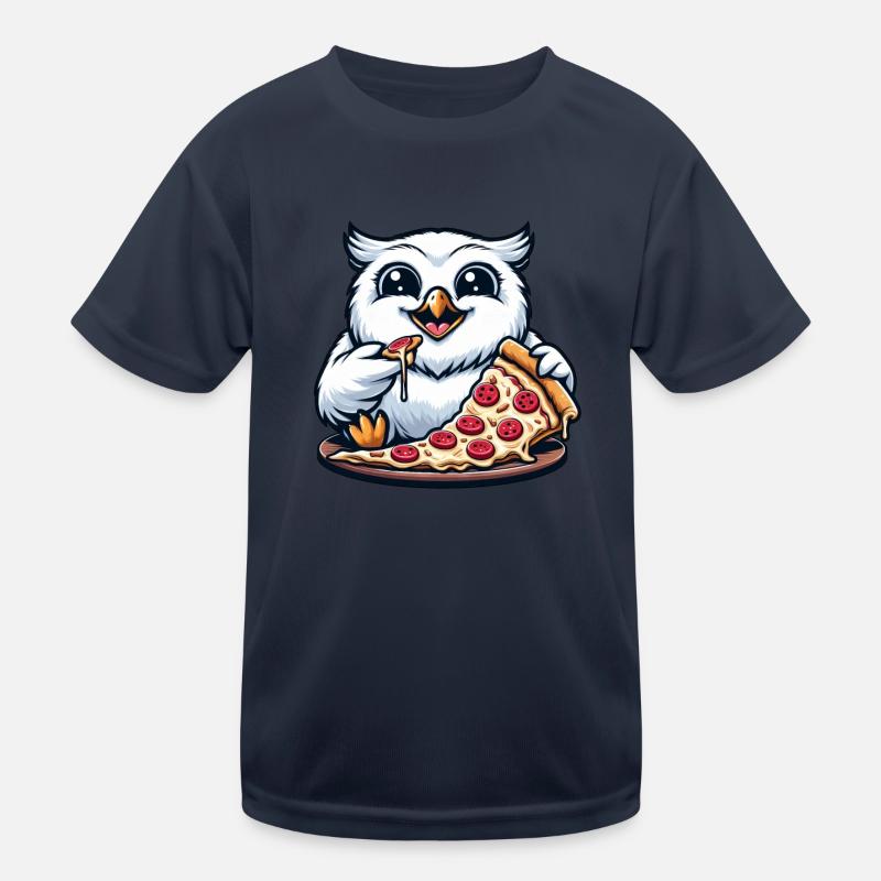 Eule Schneeeule Pizza Pizzaliebhaber lustiges Kinder Funktions-T-Shirt