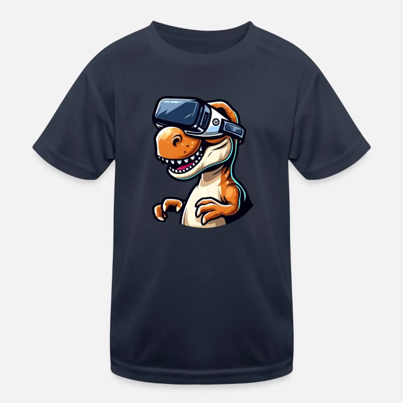 Funny Dino T-Rex Virtual Reality VR Fun Kids Functional T-Shirt