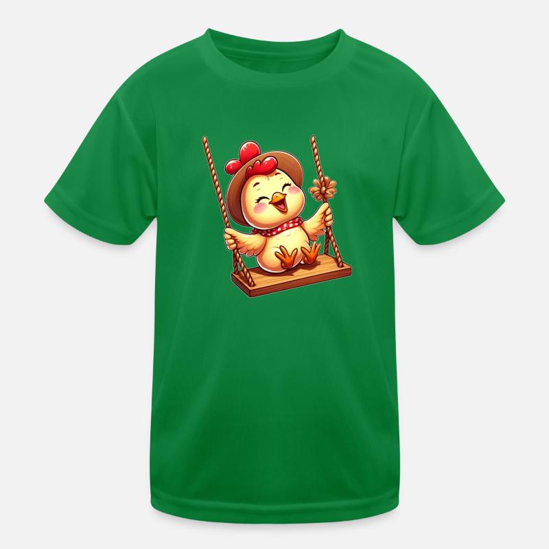 Chicken Chick Rocking Playground Joy Kids Functional T-Shirt