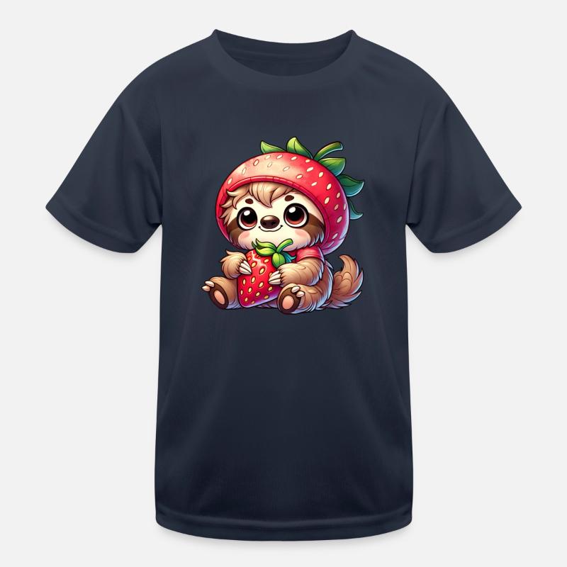 Faultier Erdbeere Sommerfrucht Design Kinder Funktions-T-Shirt