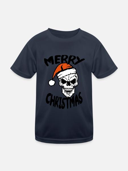 Frohe Weihnachten Weihnachtsmütze Weihnachtsmütze - Kinder Funktions-T-Shirt - Navy - Vorne