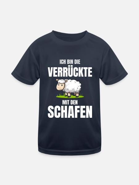 Ich Bin Die Verrückte Mit Den Schafen Schäferin - Kinder Funktions-T-Shirt - Navy - Vorne