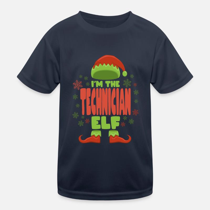 Technician Christmas Elf Kids Functional T-Shirt