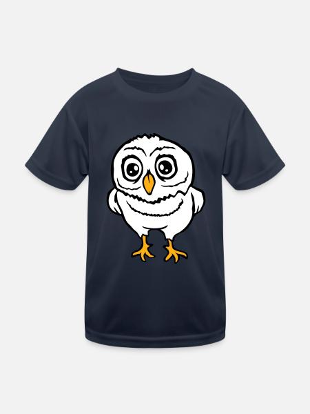 Eule Vogel Uhu Nachtvogel Schleiereule Kauz Comic - Kinder Funktions-T-Shirt - Navy - Vorne