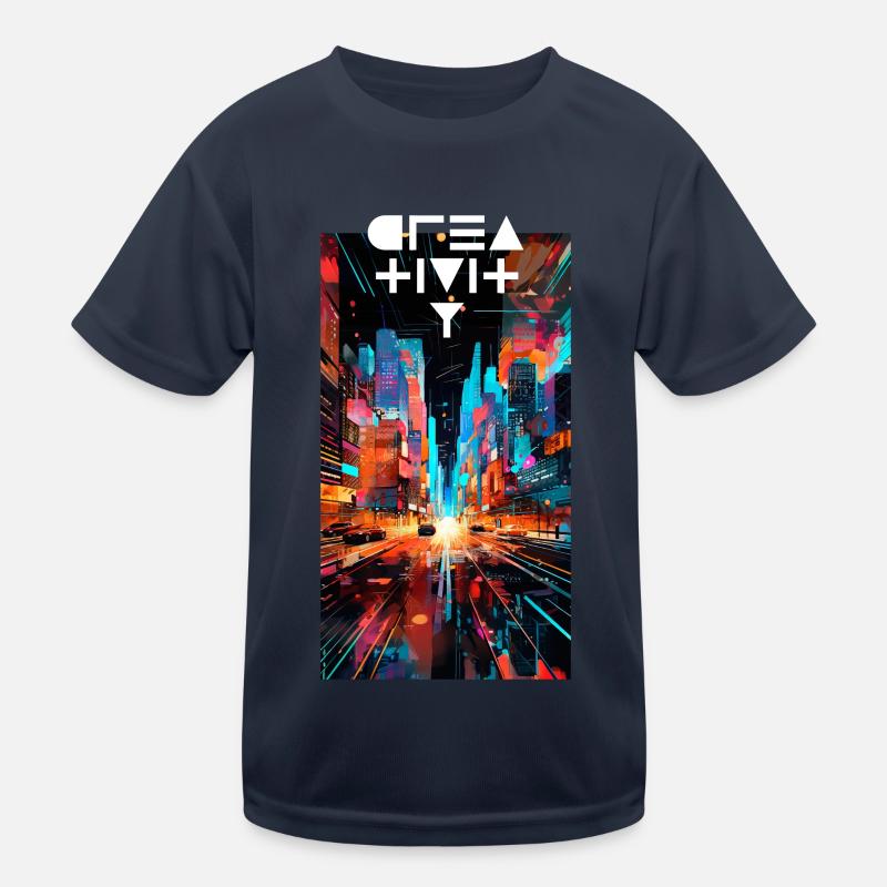 Creativity - Farbexplosion in Großstadt bei Nacht Kinder Funktions-T-Shirt