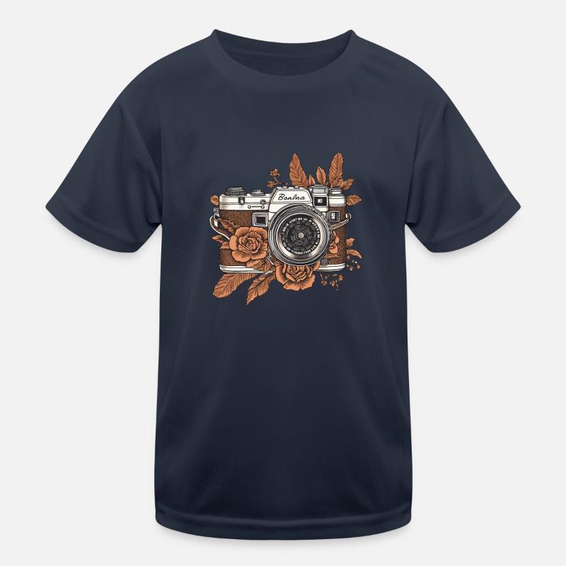 Cool vintage rétro caméra style boho marron T-shirt sport Enfant