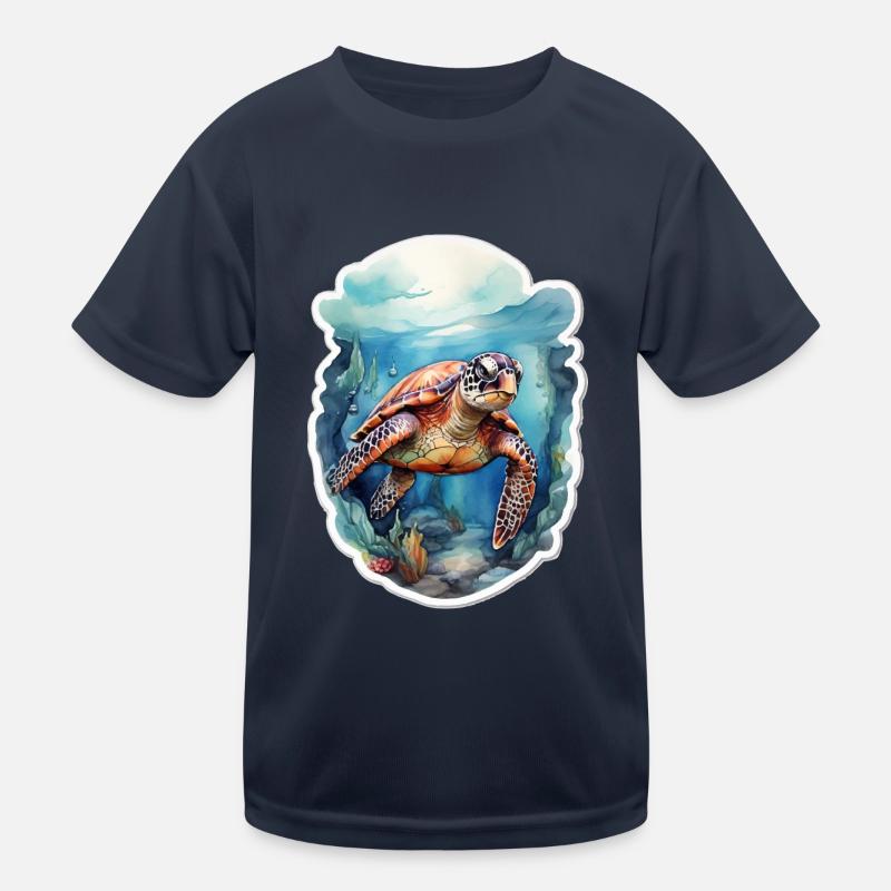 Sea's turtle under water Kids Functional T-Shirt