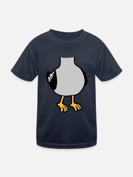 Möwe ohne Kopf Kostüm - Kinder Funktions-T-Shirt - Navy - Vorne