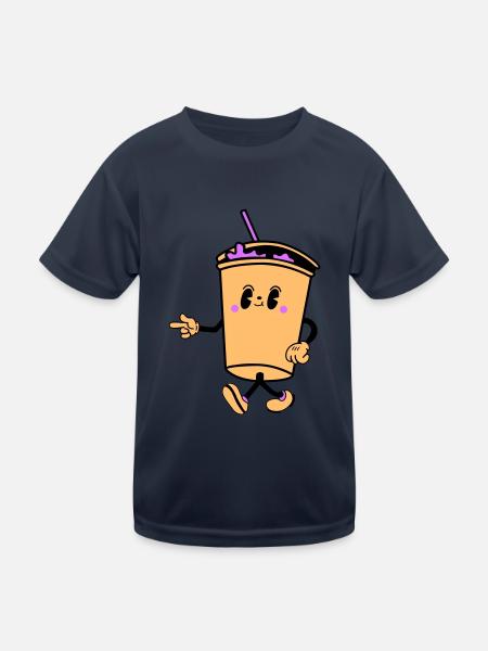 drink cartoon - Kinder Funktions-T-Shirt - Navy - Vorne