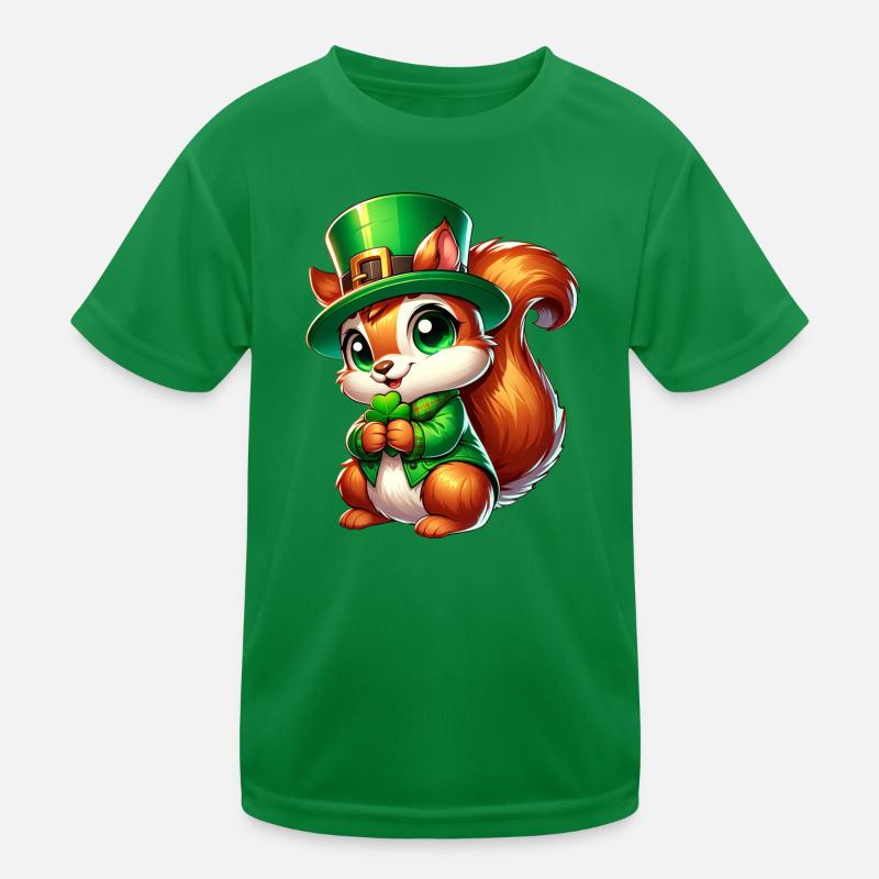 Conception de bande dessinée écureuil mignon de la Saint-Patrick T-shirt sport Enfant