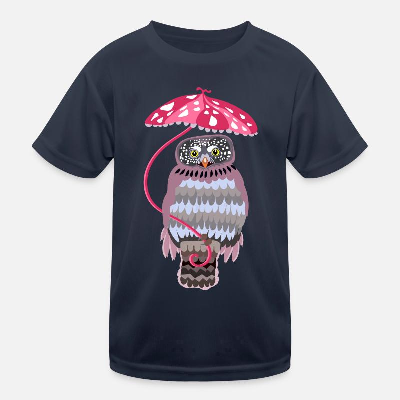 Eule mit Regenschirm Kinder Funktions-T-Shirt