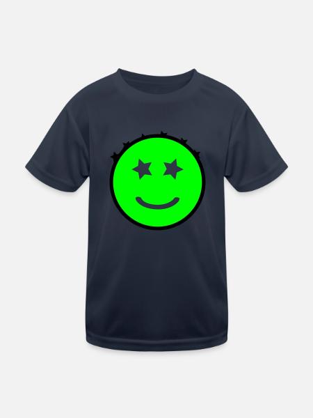 Smiley mit Sternenaugen | Vectorgraphic - Kinder Funktions-T-Shirt - Navy