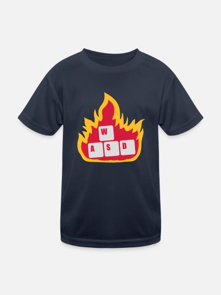 Nerd Computer WASD Tastatur - Kinder Funktions-T-Shirt - Navy - Vorne
