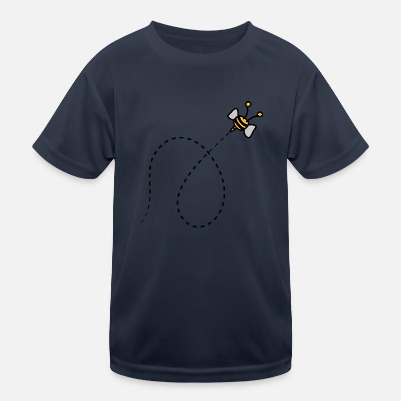 Dashed line bee - Kids Functional T-Shirt - navy
