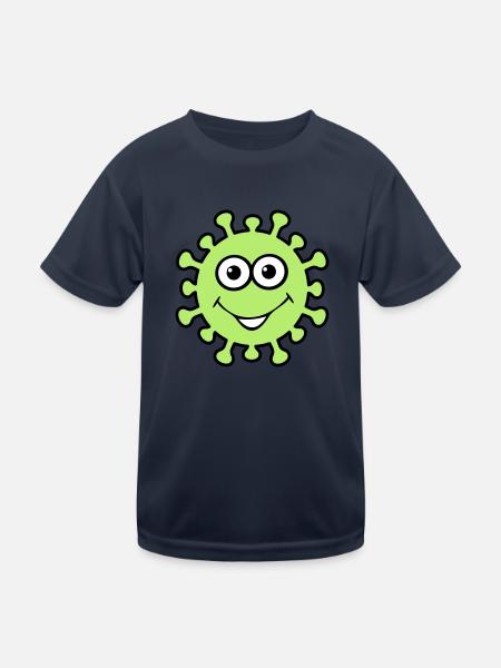 Happy Virus - Kinder Funktions-T-Shirt - Navy - Vorne