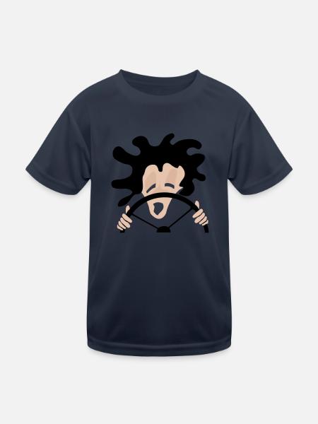 Fahrer - Kinder Funktions-T-Shirt - Navy - Vorne