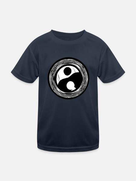 Yin Yang Sign Symbol Peace Happiness Vector 11 - Kids Functional T-Shirt - navy - Front