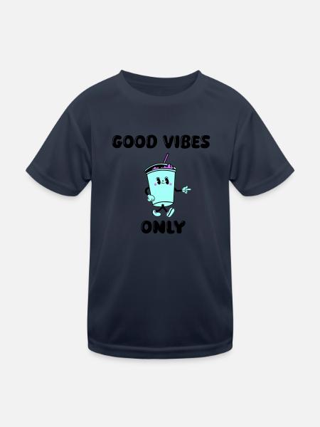 drink cartoon vibes - Kinder Funktions-T-Shirt - Navy - Vorne