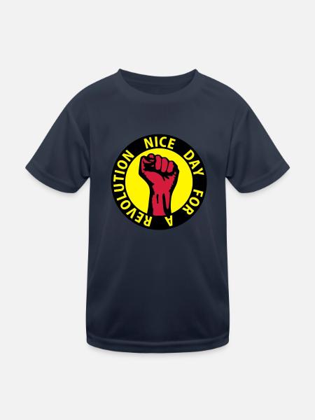 3 colors - nice day for a revolution - against - Kinder Funktions-T-Shirt - Navy - Vorne