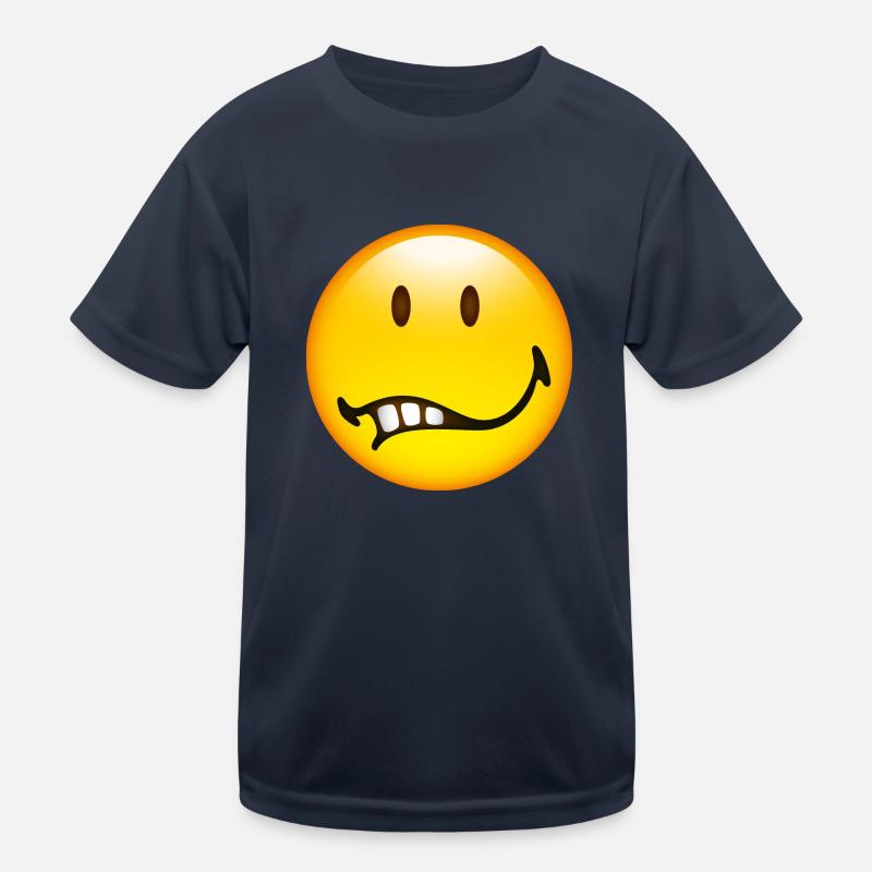 Smiley Glossy Doubt - Kids Functional T-Shirt - navy