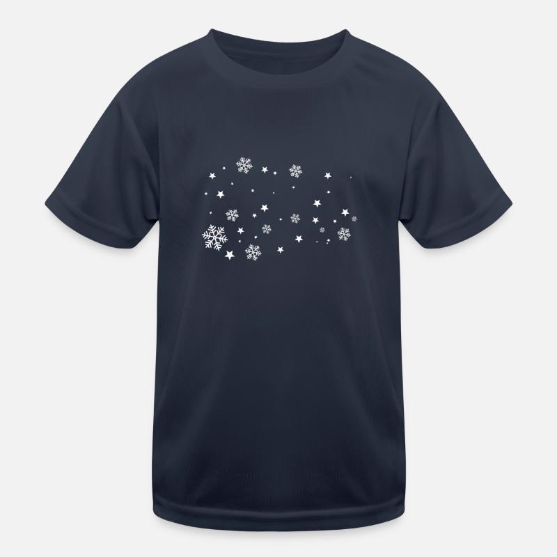 Weiße Sterne und Schneeflocken Kinder Funktions-T-Shirt