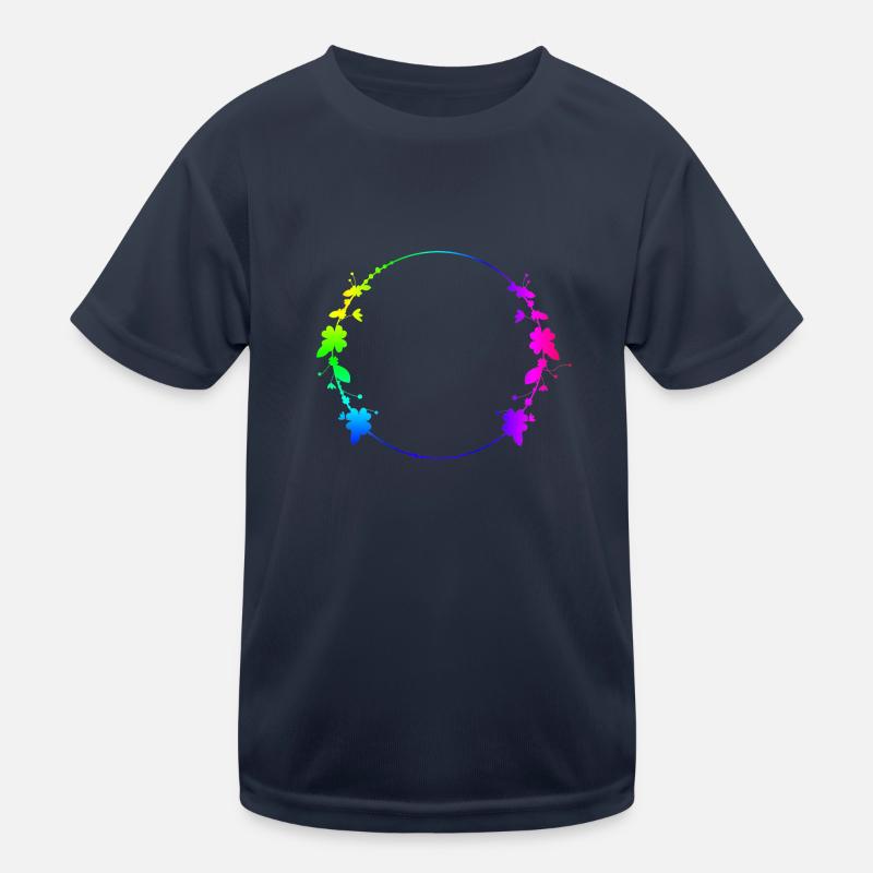 Bunter Rahmen mit Blumen Kinder Funktions-T-Shirt