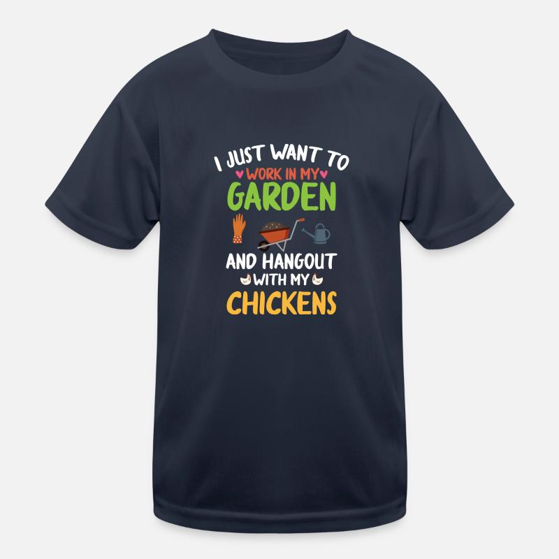 Ideé Geschenk Gartenhühner Gärtner Henne - Kinder Funktions-T-Shirt - Navy