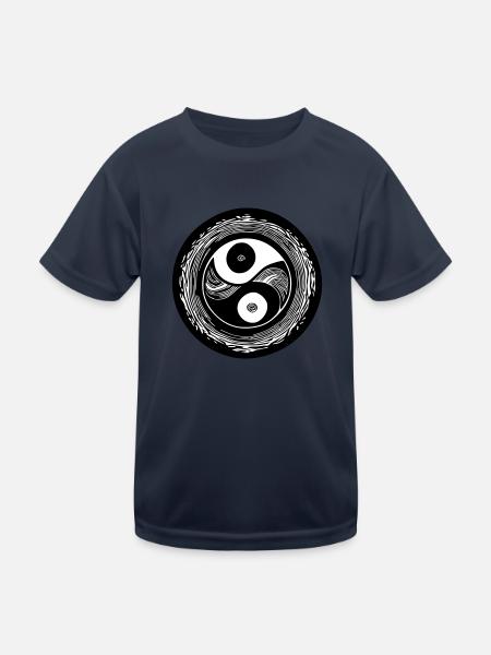 Yin Yang Sign Symbol Peace Happiness Vector 10 - Kids Functional T-Shirt - navy - Front