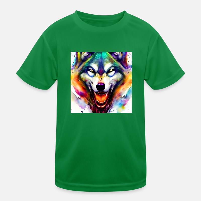 Wolfskopf Aquarelle colorée T-shirt sport Enfant