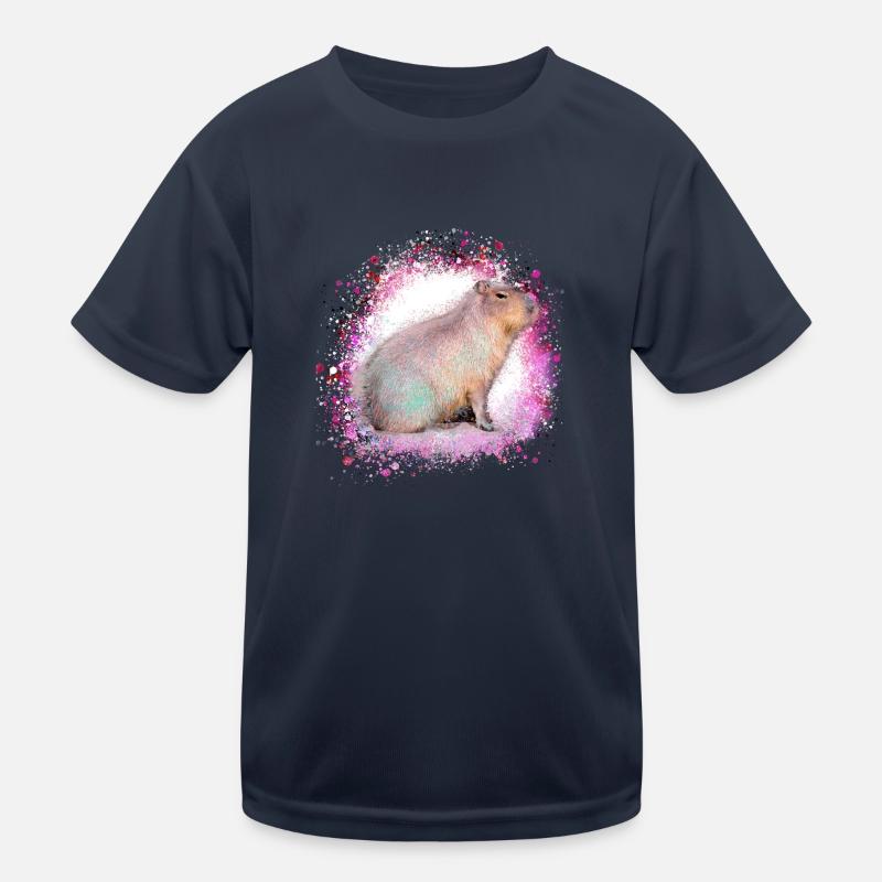 Capybara,Pig,Graffiti,Capybara,Pink - Kids Functional T-Shirt - navy