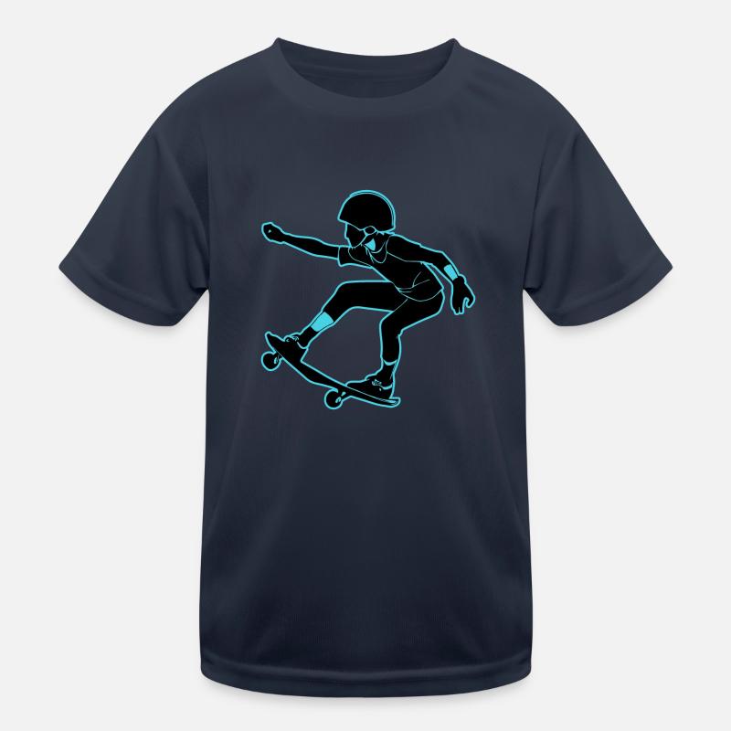 Skateboard Madchen Junge - Kinder Funktions-T-Shirt - Navy