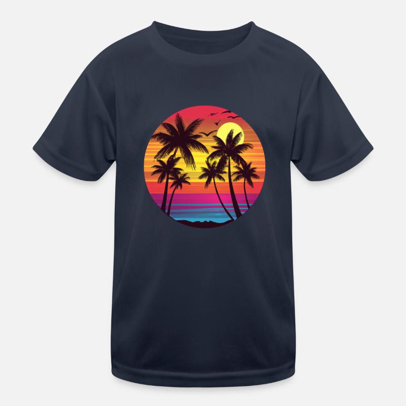 Sunset magic on the beach - Kids Functional T-Shirt - navy