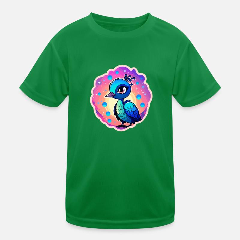 Peacock Bird Drawing Kids Functional T-Shirt