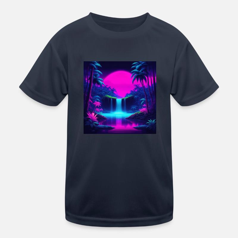 Neon Waterfall Kids Functional T-Shirt