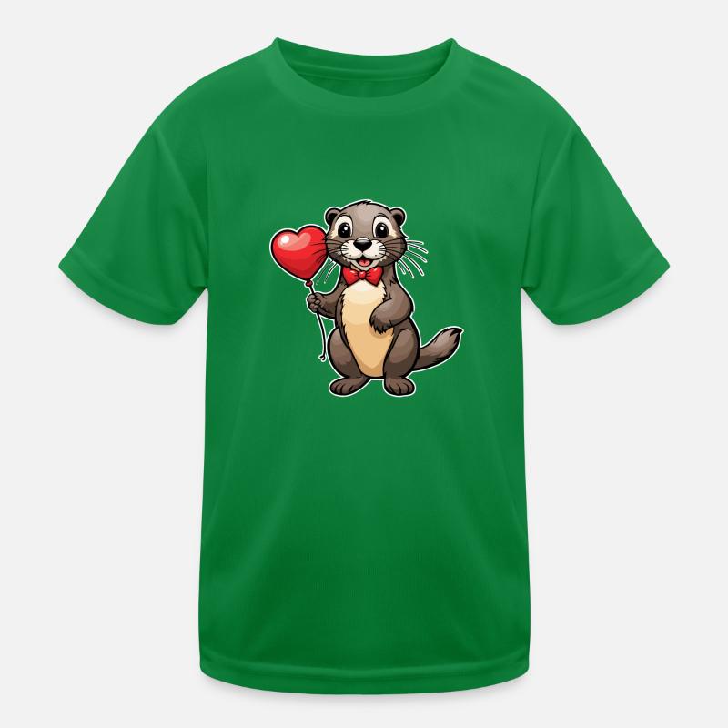 Otter Herz - Valentinstag Kinder Funktions-T-Shirt