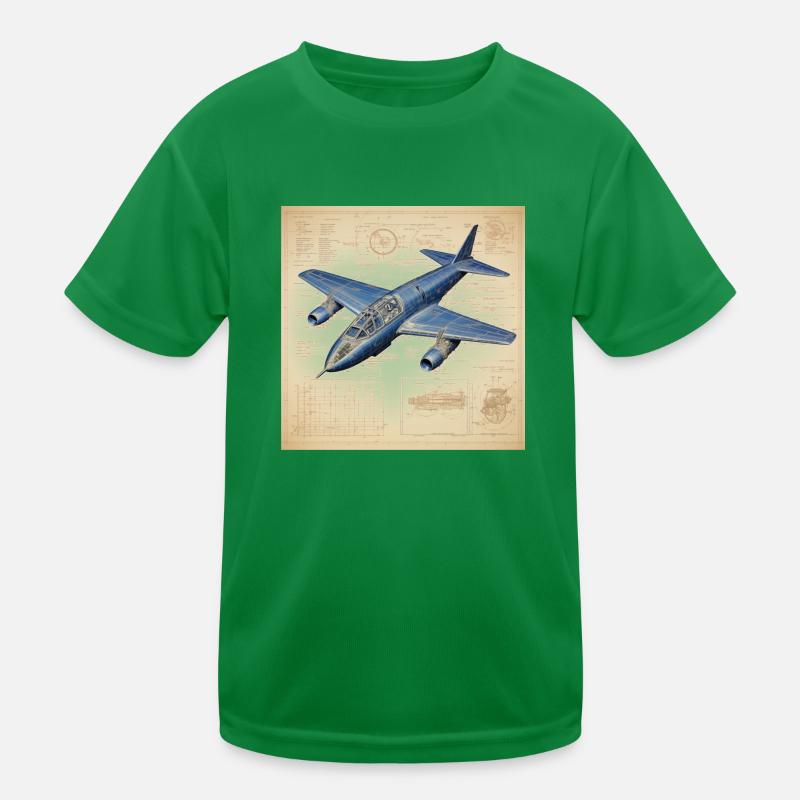 Blaupause eines Düsenflugzeugs Kinder Funktions-T-Shirt