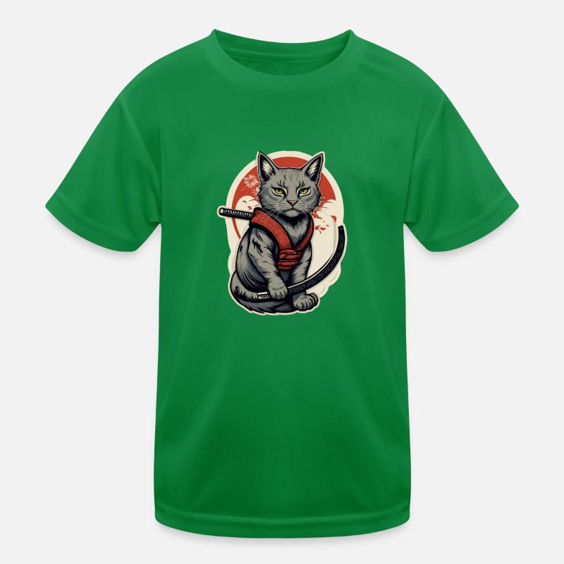 Katze Samurai Kinder Funktions-T-Shirt