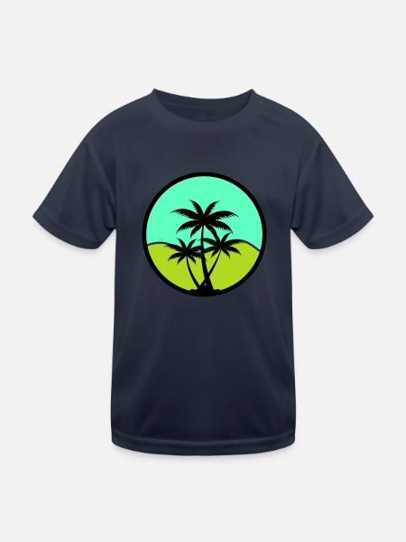 palmen - Kinder Funktions-T-Shirt - Navy - Vorne