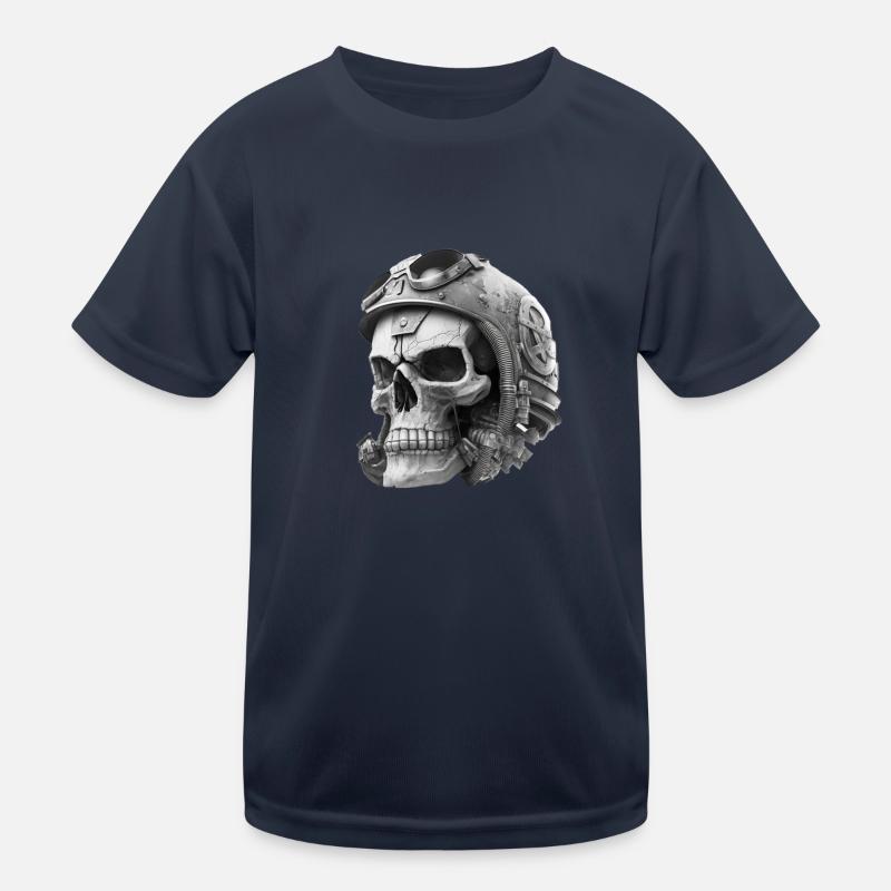 totenschädel mit Helm Kinder Funktions-T-Shirt