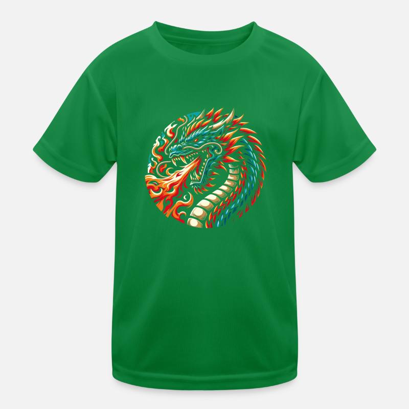 Colorful Fire Dragon Kids Functional T-Shirt