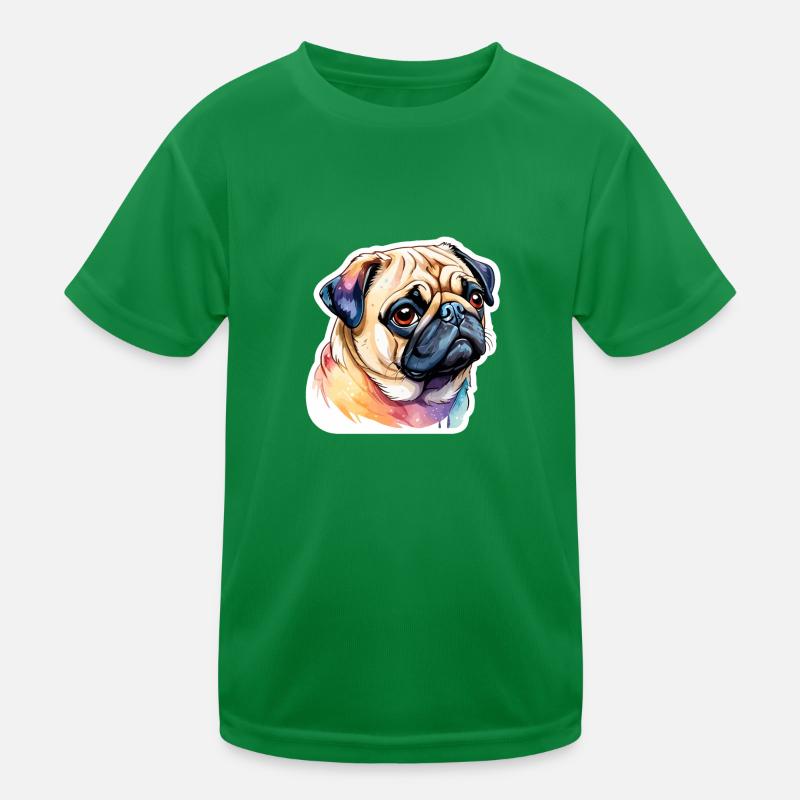 Pug Watercolors Kids Functional T-Shirt