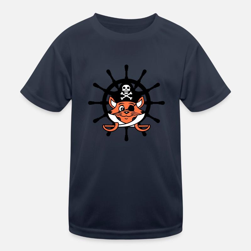 Pirate Cat Saber Steering Wheel Buccaneer Eye Patch Kids Functional T-Shirt