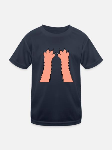 Katzen Klauen Pfote Tatzen Scharfe Krallen Kratzen - Kinder Funktions-T-Shirt - Navy - Vorne