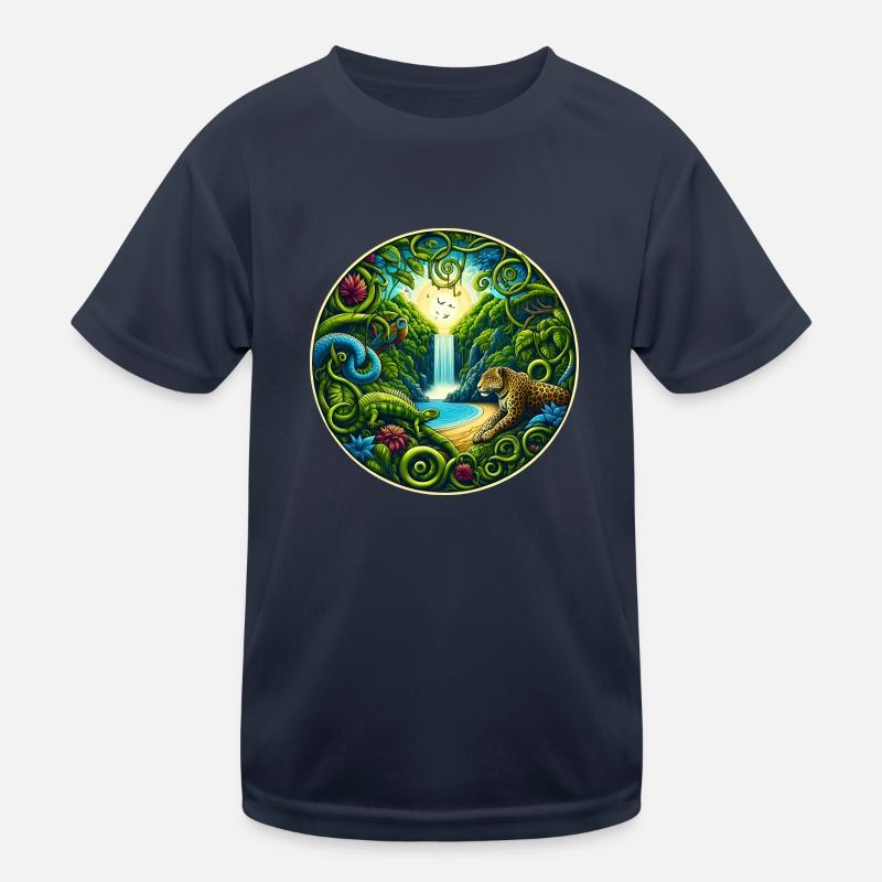 Wasserfall im Regenwald Kinder Funktions-T-Shirt