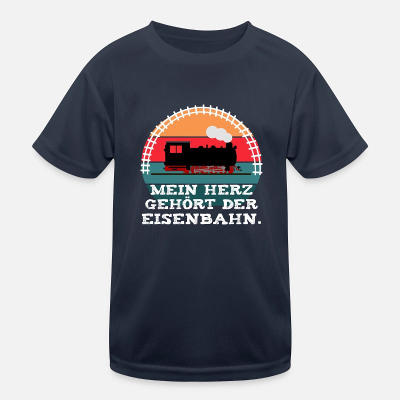 Eisenbahn Leidenschaft Dampflok - Kinder Funktions-T-Shirt - Navy