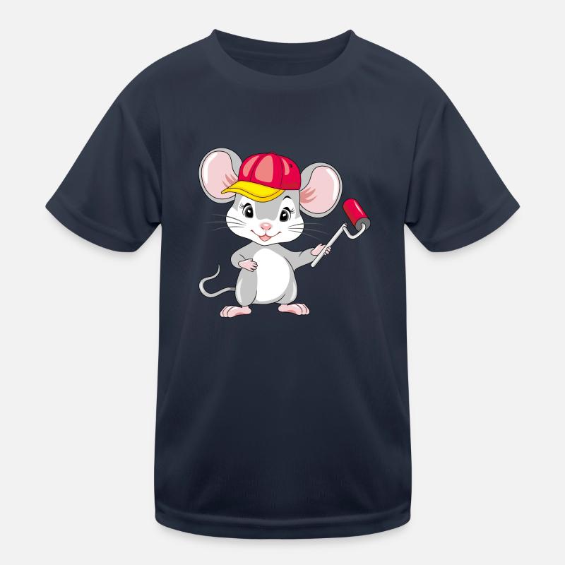 Lächelnde Maus mit einer Farbrolle in der Hand Kinder Funktions-T-Shirt