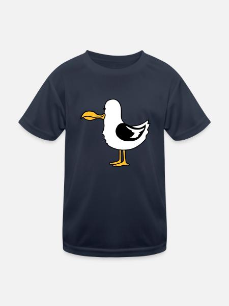 funny moeve beach bird hunger - Kids Functional T-Shirt - navy - Front