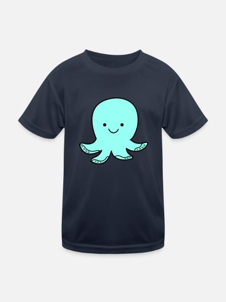 oktopus smile - Kinder Funktions-T-Shirt - Navy - Vorne