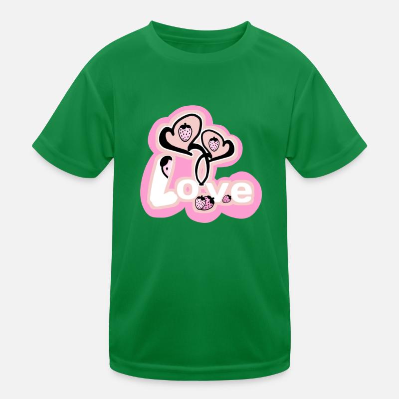 Liebe - Erdbeeren Kinder Funktions-T-Shirt